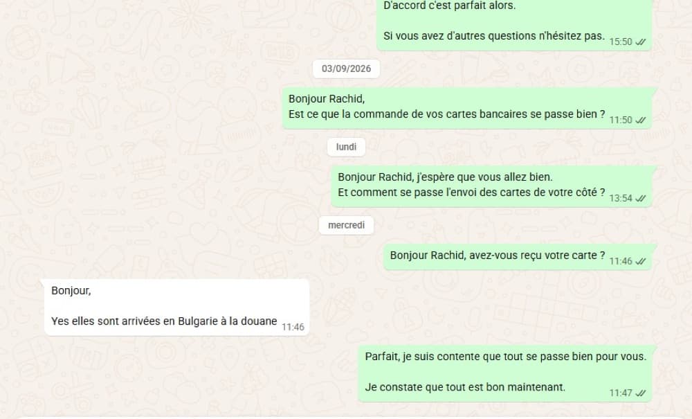 Suivi de l'envoi des cartes d'un client