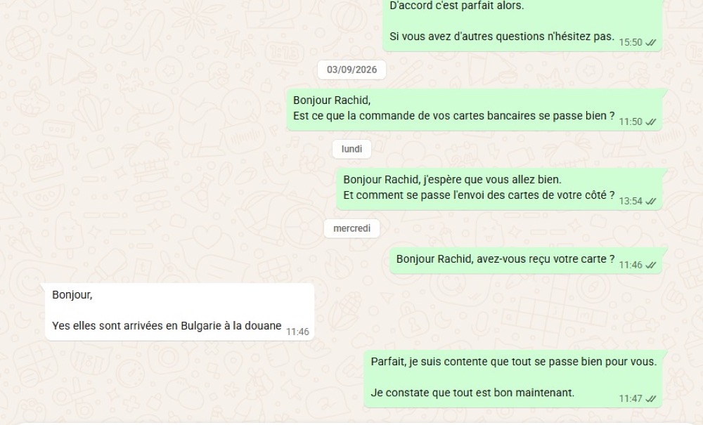 Suivi de l'envoi des cartes d'un client